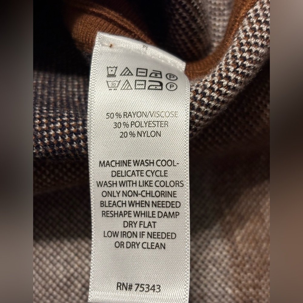 Tahari Cape Brown Blue And Cream Check Small/medium - Picture 5 of 6